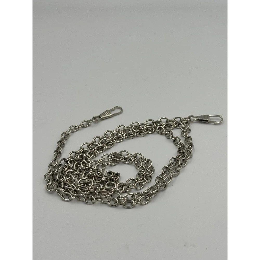 Silver Tone Strand Oval Link Belt Chain Y2K‎ Streetwear Glasses Purse Chain 48